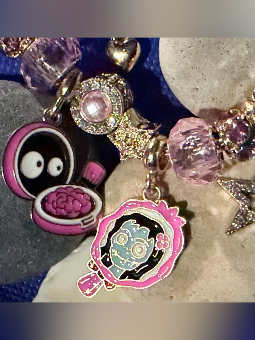 New Halloween Themed Pink Enamel Charm Bracelet with adorable charms